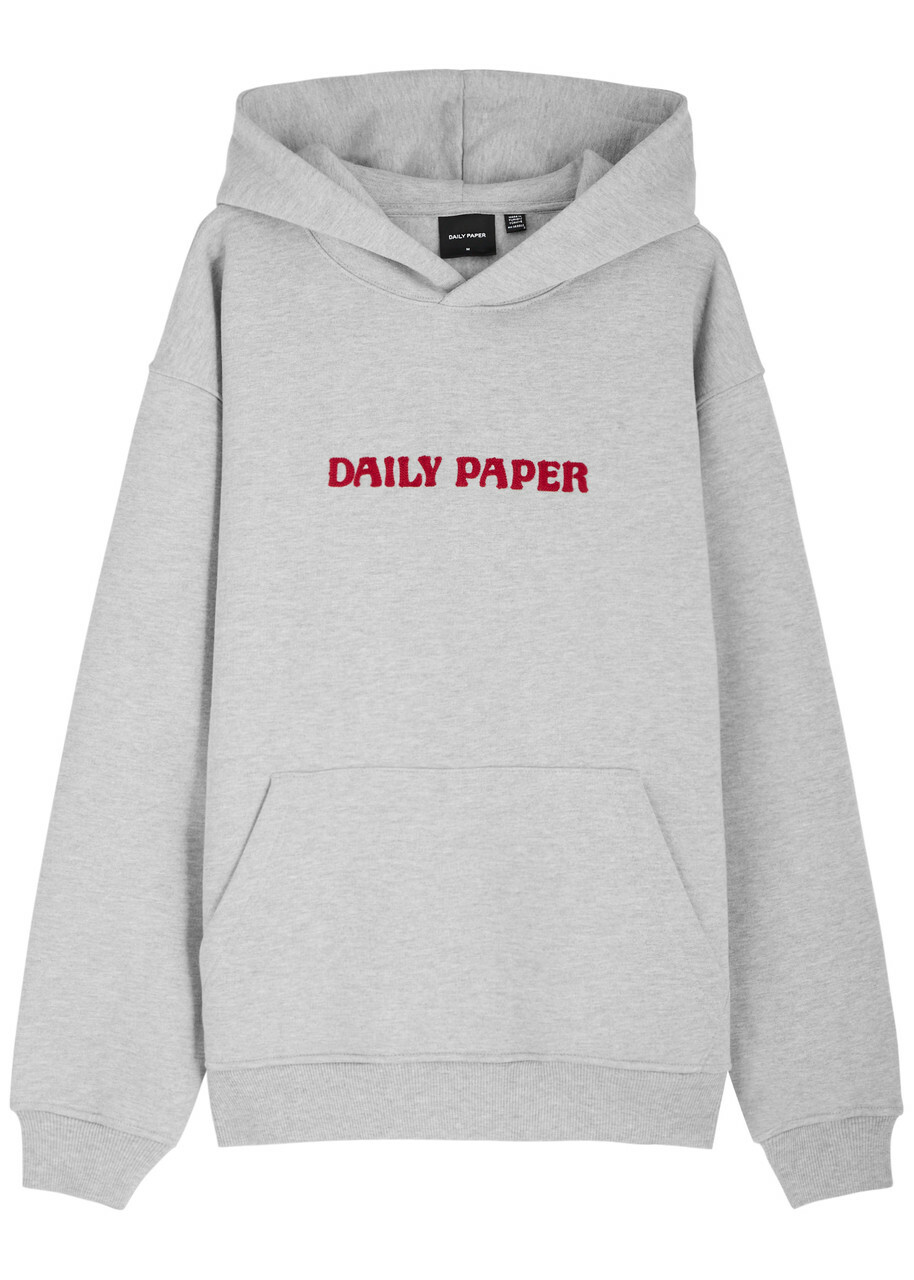 Daily Paper Logo Hooded Jersey Sweatshirt Grey