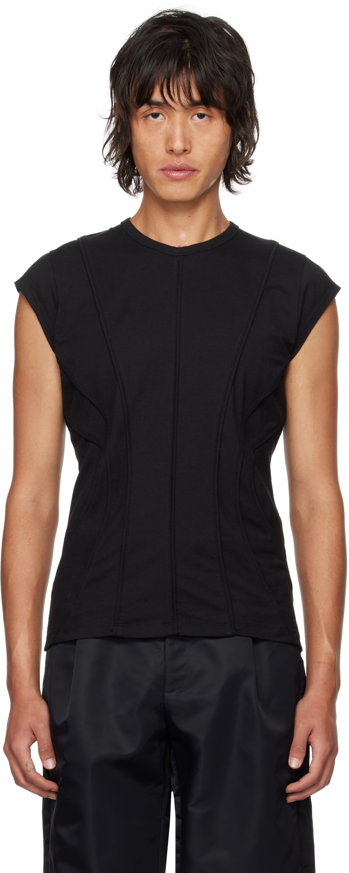 LGN Louis Gabriel Nouchi Black Corset Details Tank Top