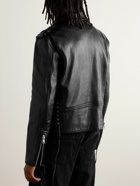 Balmain - Slim-Fit Belted Full-Grain Leather Biker Jacket - Black