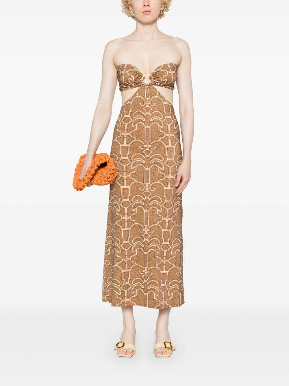Johanna Ortiz Brown Jungle Geometric Midi Dress Johanna Ortiz