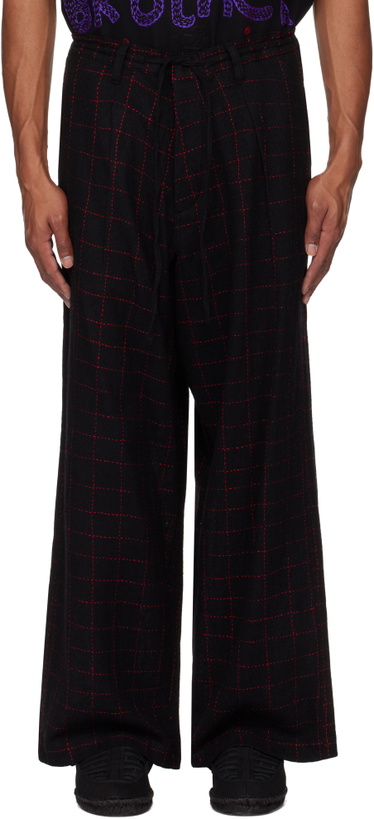 Photo: Glass Cypress Black Embroidered Wool Trousers