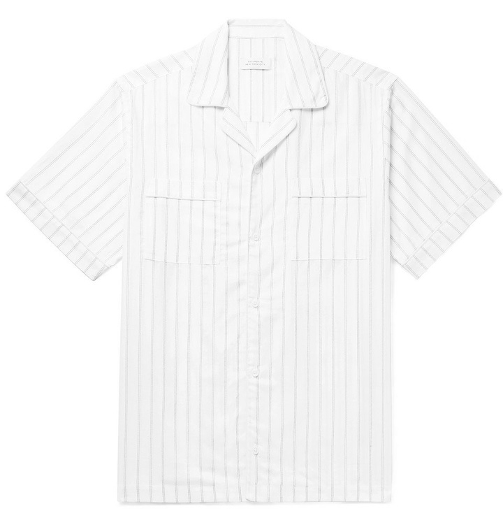 Photo: Saturdays NYC - Cameron Camp-Collar Striped Cotton-Blend Dobby Shirt - White