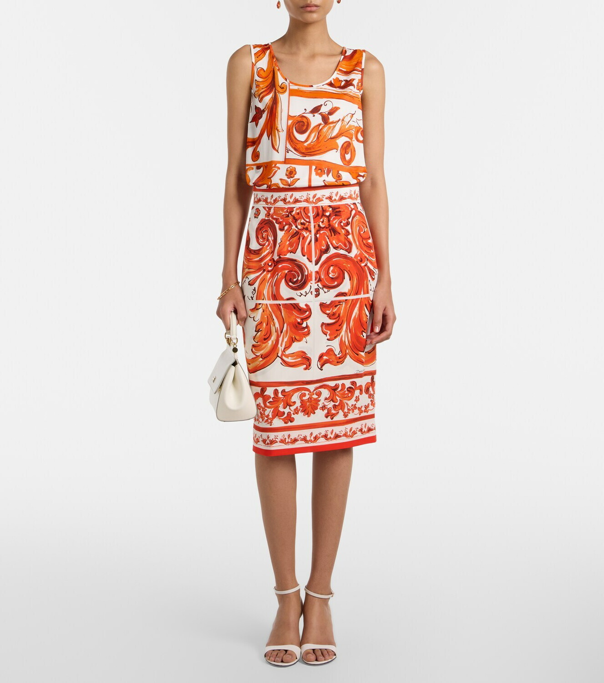 Dolce&Gabbana Majolica silk-blend charmeuse pencil skirt