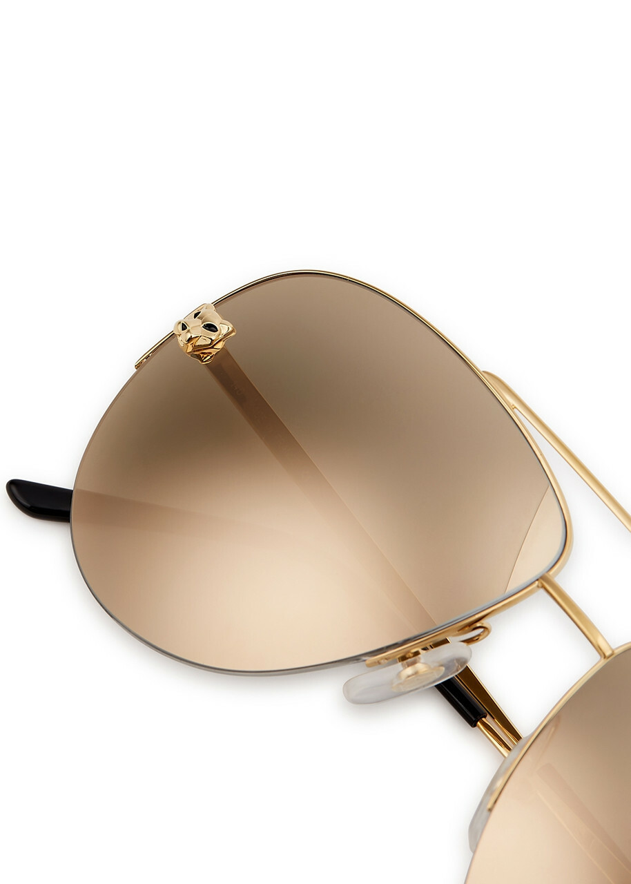 Cartier (Panthère) Gold-tone Mirror Sunglasses Cartier Panthère De Cartier Gold-tone Mirror Aviator-style  main image 2