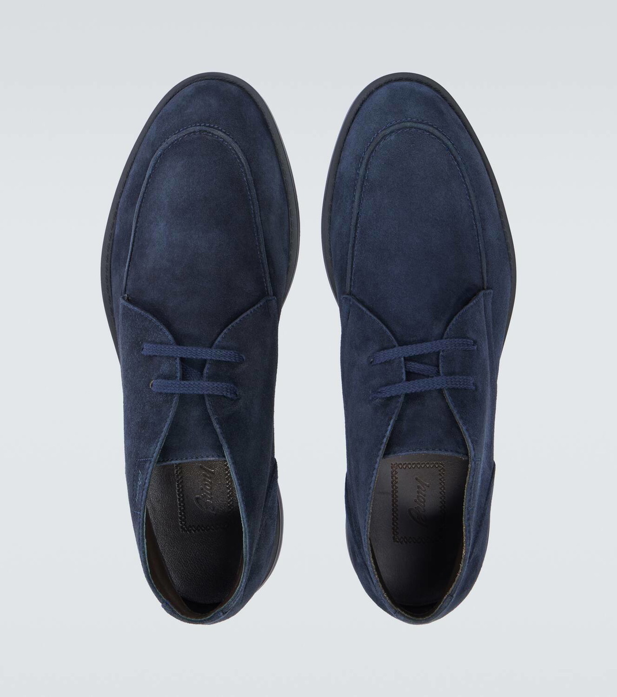 NEW BRIONI men\'s desert leather ankle boots in midnight blue Midnight blue suede Journey desert boots main image 3