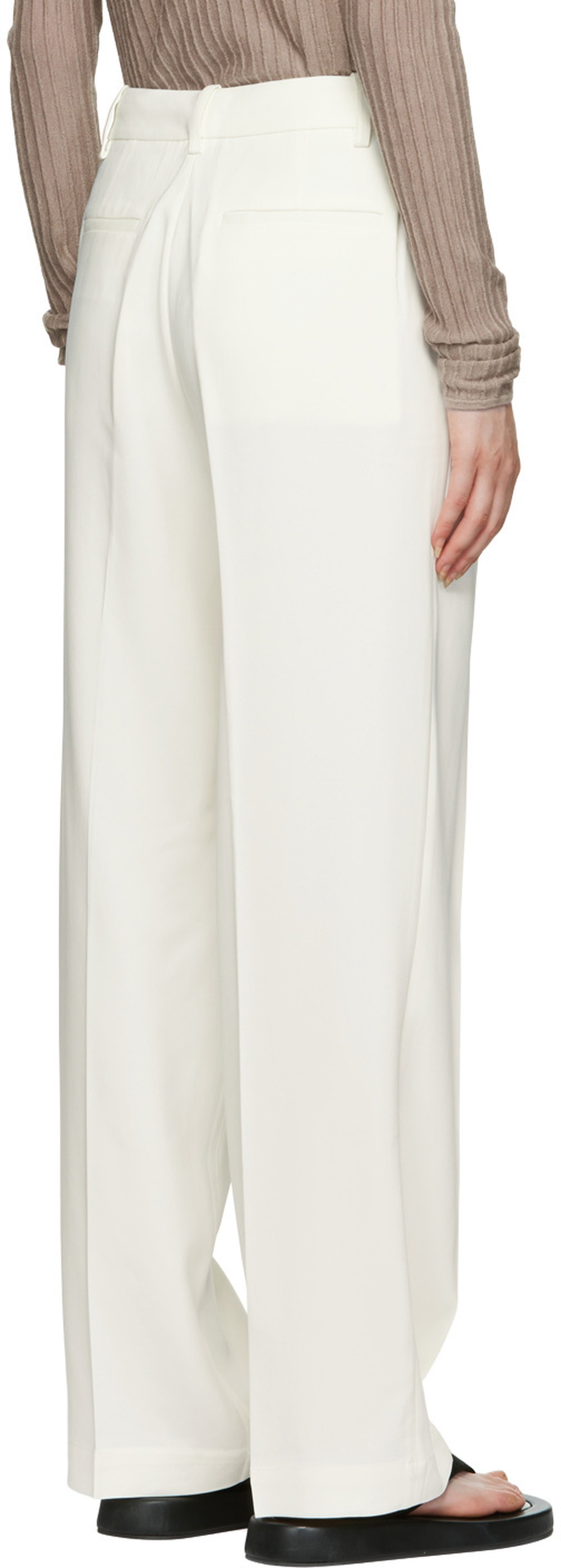 CO White Front Pleat Trousers Coach