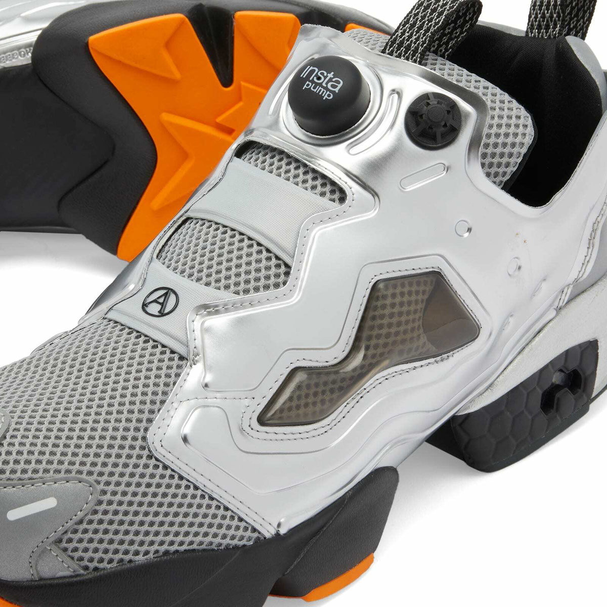 Reebok x ARIES Instapump Fury 94 Sneakers in Silver/Black/Orange