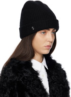 Yves Salomon Black Ribbed Beanie