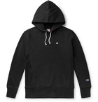 Champion - Logo-Embroidered Fleece-Back Cotton-Blend Jersey Hoodie - Black