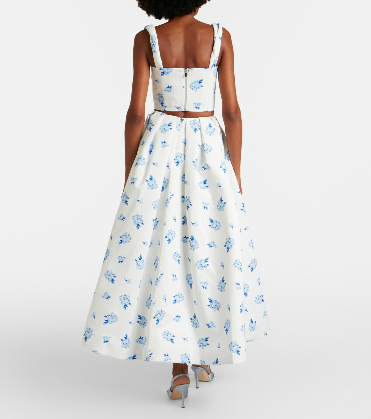 Leo Lin Victoria floral pleated cotton maxi skirt