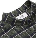 Mr P. - Grandad-Collar Checked Cotton-Flannel Shirt - Men - Dark green