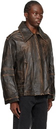 Martine Rose Brown A Line Leather Jacket
