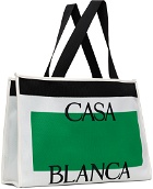 Casablanca White & Green Knitted Shopper Tote