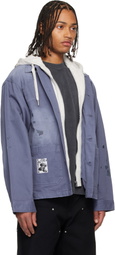 AAPE by A Bathing Ape Blue Hooded Button Down Jacket