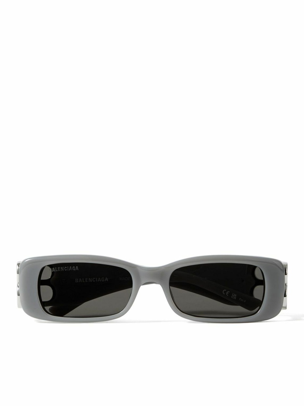 Photo: Balenciaga - Rectangular-Frame Acetate and Silver-Tone Sunglasses