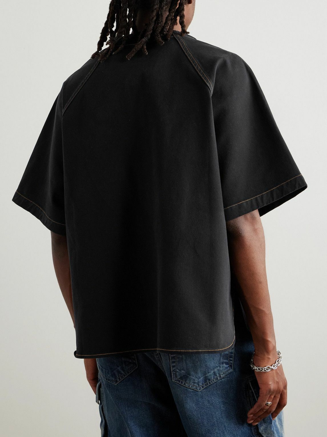 Rhude - Logo-Embroidered Denim Baseball Shirt - Black