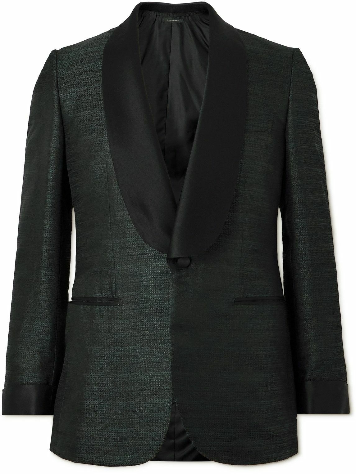 Photo: Brioni - Shawl-Collar Silk-Jaquard Tuxedo Jacket - Green