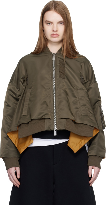 Photo: sacai Khaki Nylon Twill Bomber Jacket