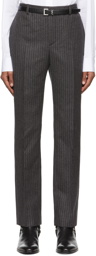 Saint Laurent Grey & Black Virgin Wool Striped Trousers