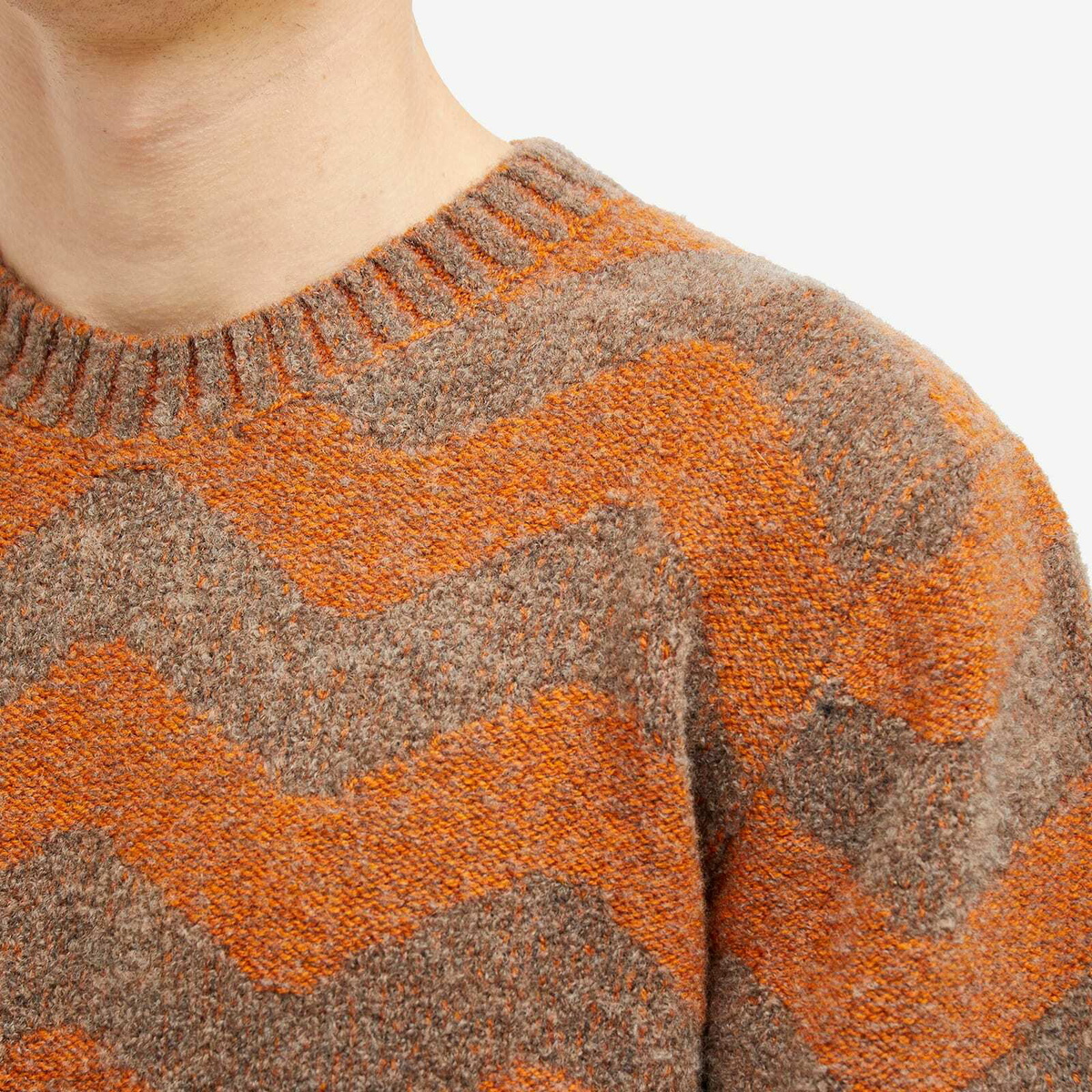 Country Of Origin Men's Thames Stripe Knit Jumper in Light Brown/Orange