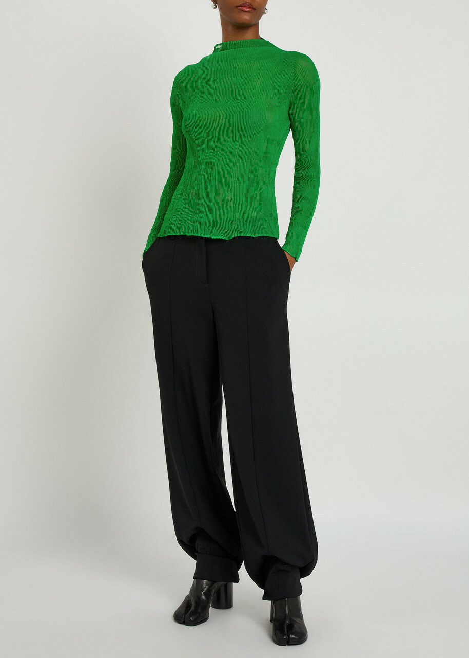 Issey Miyake Pleated Chiffon top Green