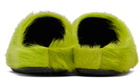 Marni Green Long Hair Calfskin Fussbett Slip-on Loafers