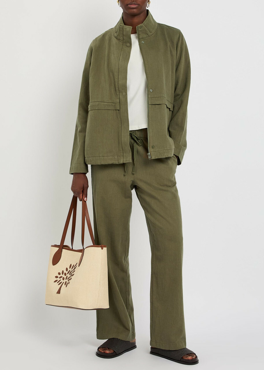 Eileen Fisher Straight-leg Cotton and Linen-blend Trousers Olive
