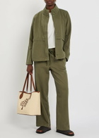 Eileen Fisher Straight-leg Cotton and Linen-blend Trousers Olive