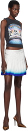 Casablanca White Casa Way Skate Pleated Silk Miniskirt