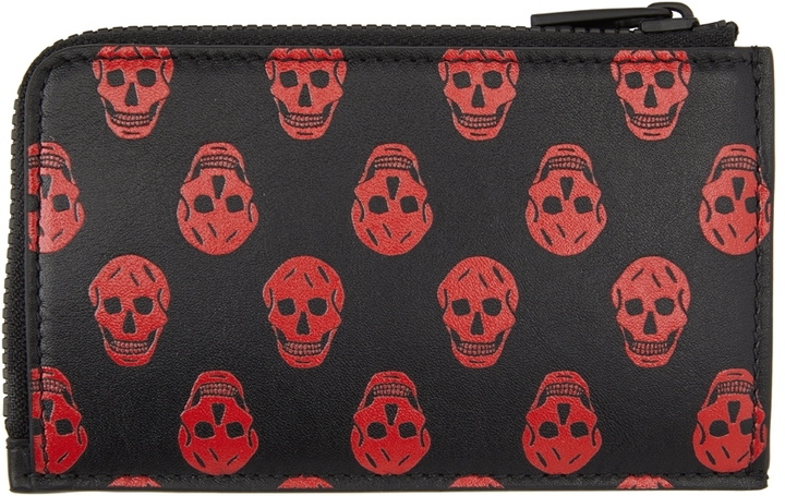 Photo: Alexander McQueen Black & Red Biker Skull Zip Card Holder