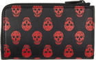 Alexander McQueen Black & Red Biker Skull Zip Card Holder