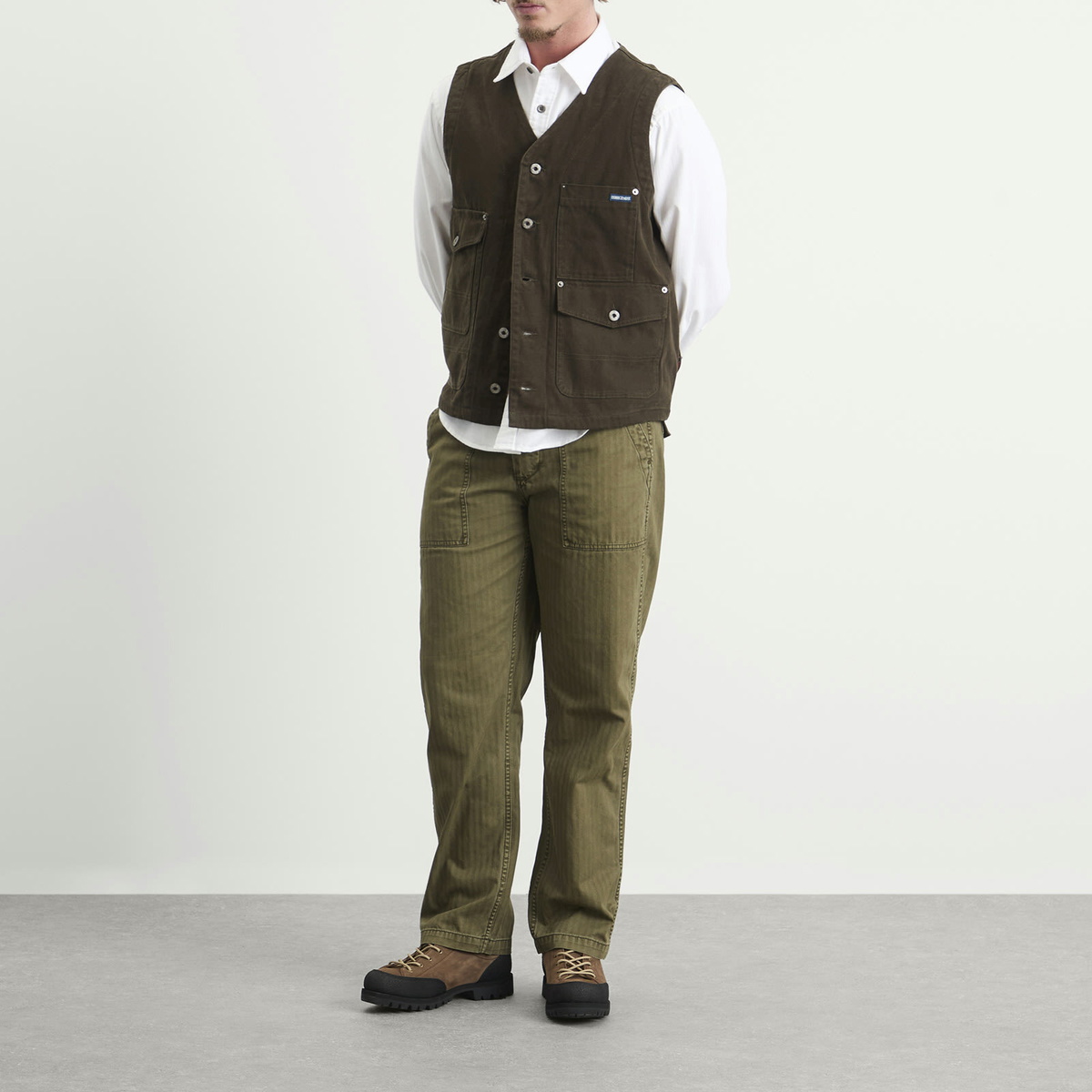 Dubbleware Men's Bradford Multi Pocket Field Vest in Olive