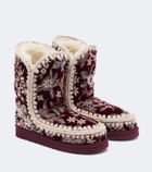 Mou 24 shearling-lined velvet ankle boots