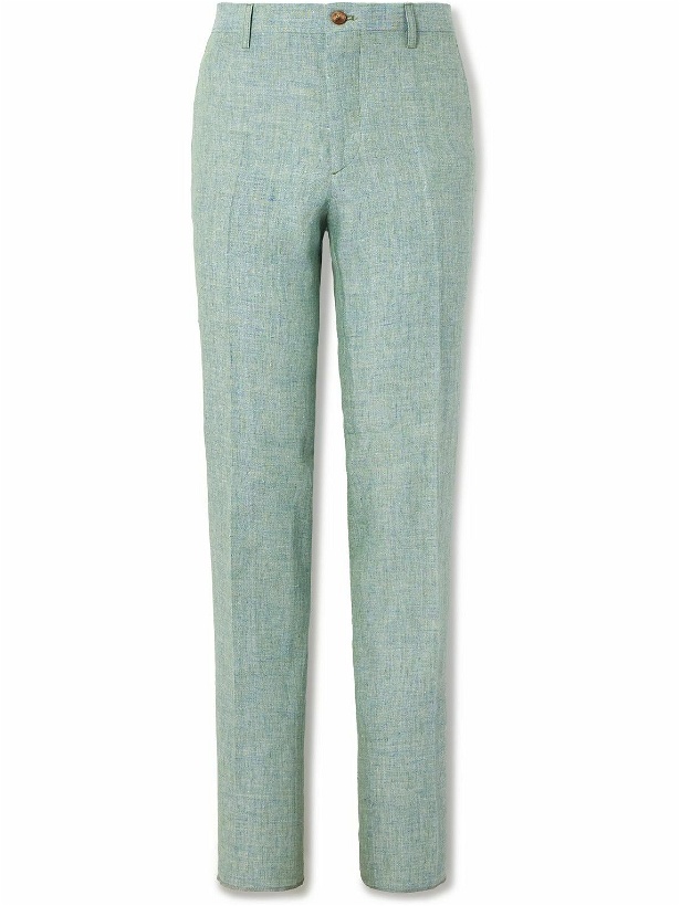 Photo: Etro - Slim-Fit Straight-Leg Linen Suit Trousers - Green