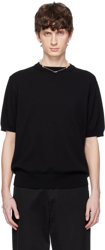 Photo: TAKAHIROMIYASHITA TheSoloist. Black Regular Fit Crew Neck Short Sleeve Sweater