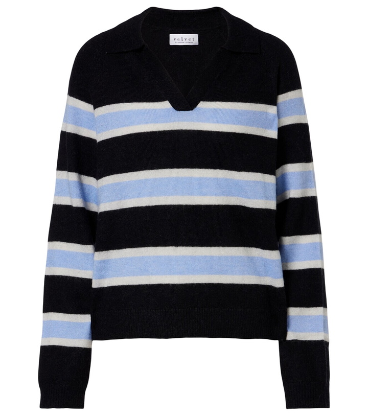 Photo: Velvet Everlake striped polo sweater