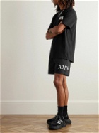 AMIRI - Wide-Leg Logo-Print Shell Swim Shorts - Black