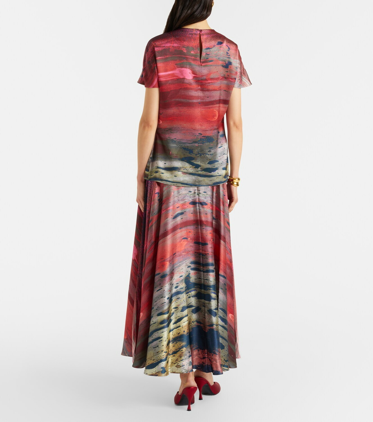 Roksanda Printed silk satin maxi skirt