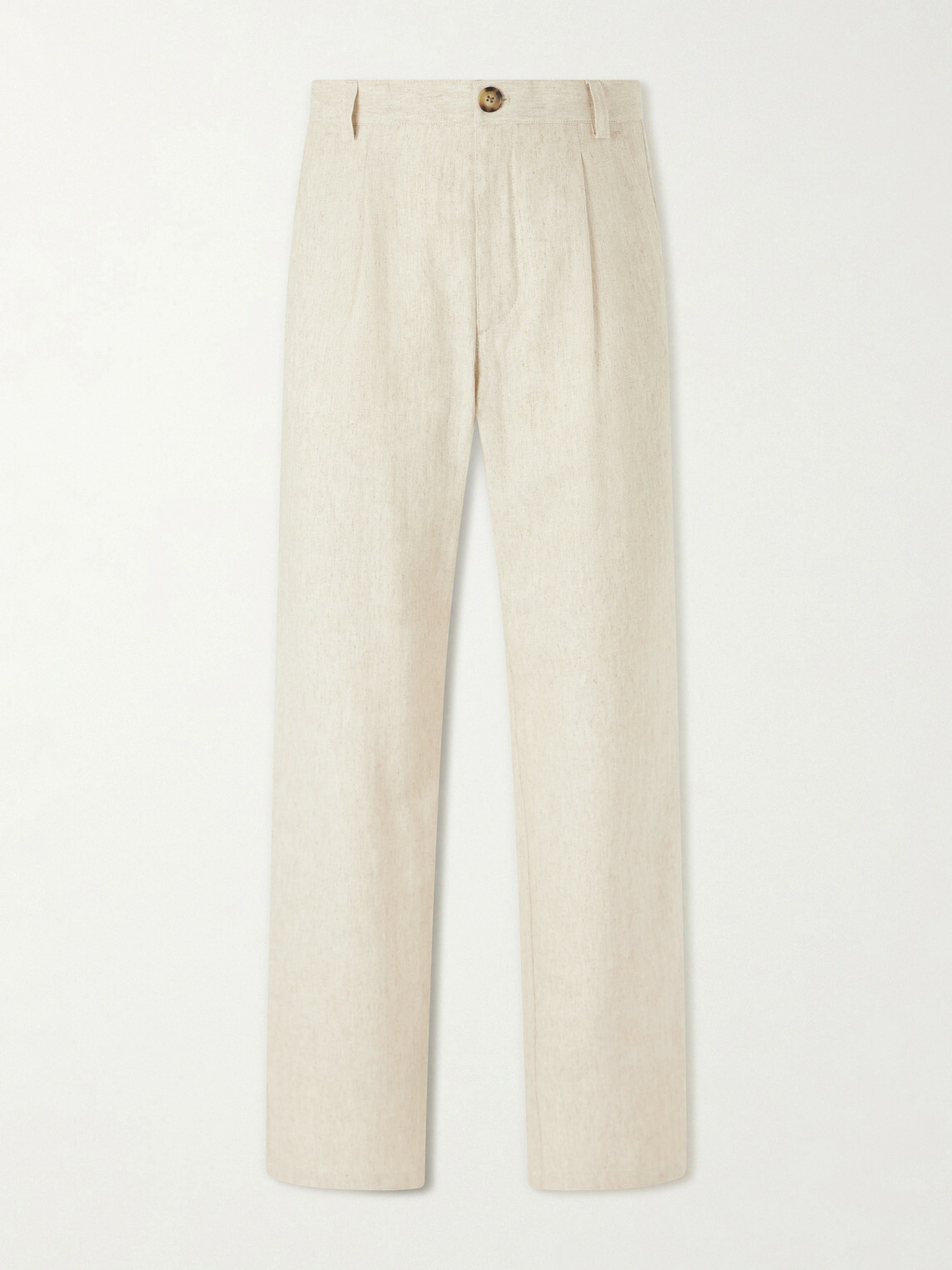 Oliver Spencer - Morton Straight-Leg Pleated Cotton and Linen-Blend Trousers - Neutrals