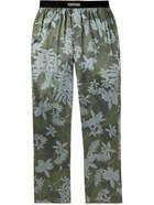 TOM FORD - Straight-Leg Velvet-Trimmed Floral-Print Silk-Blend Pyjama Trousers - Green