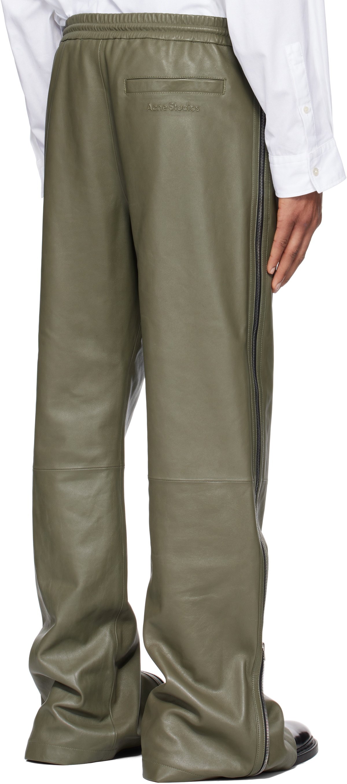 Acne Studios Green Zip Leather Pants