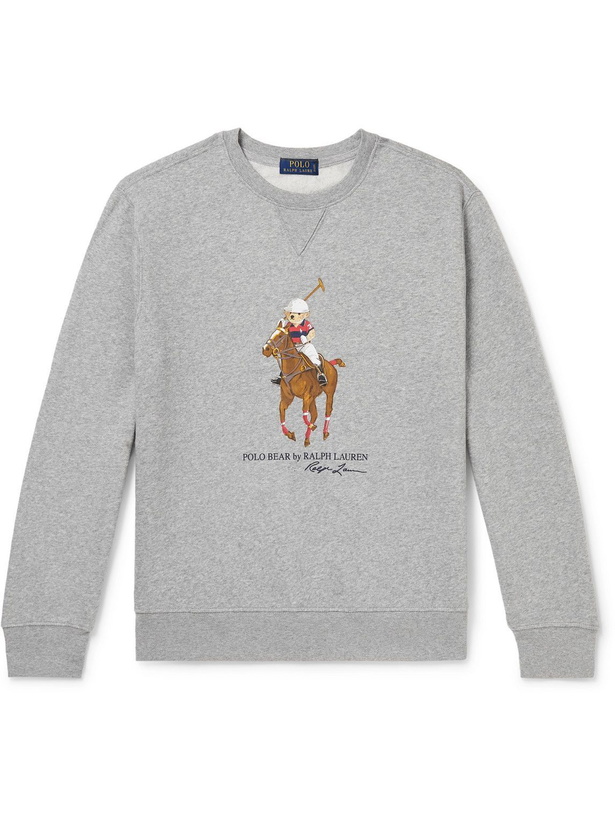 Photo: Polo Ralph Lauren - Logo-Print Cotton-Blend Jersey Sweatshirt - Gray