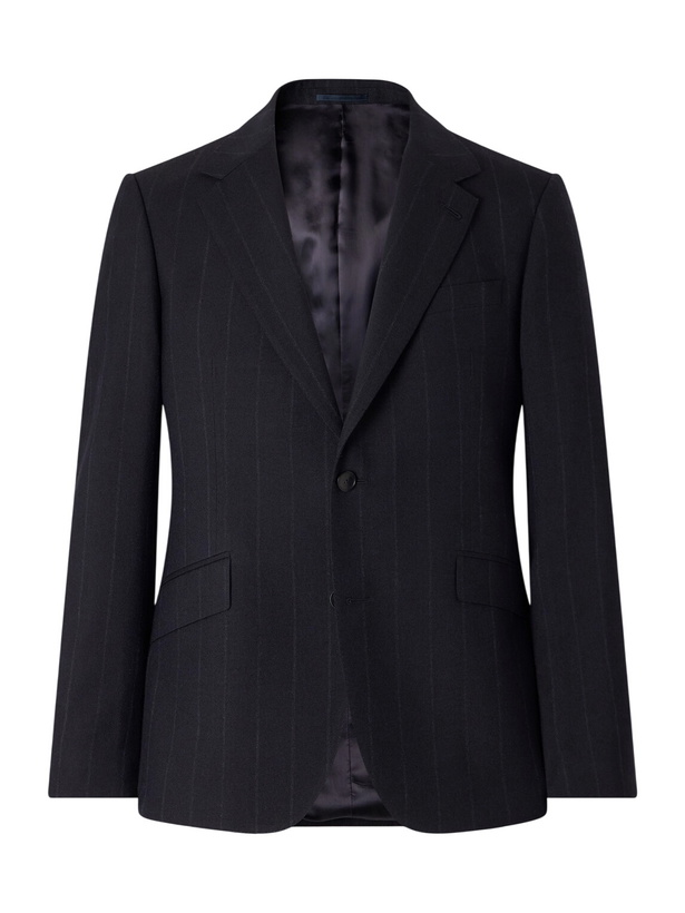 Photo: Mr P. - Slim-Fit Pinstriped Wool-Fresco Blazer - Blue