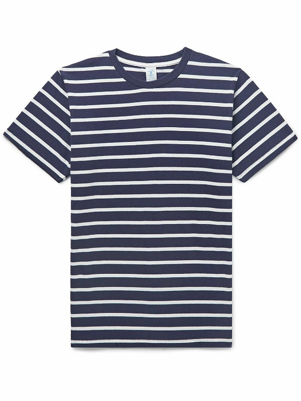 Photo: Velva Sheen - Slim-Fit Striped Cotton-Jersey T-Shirt - Blue