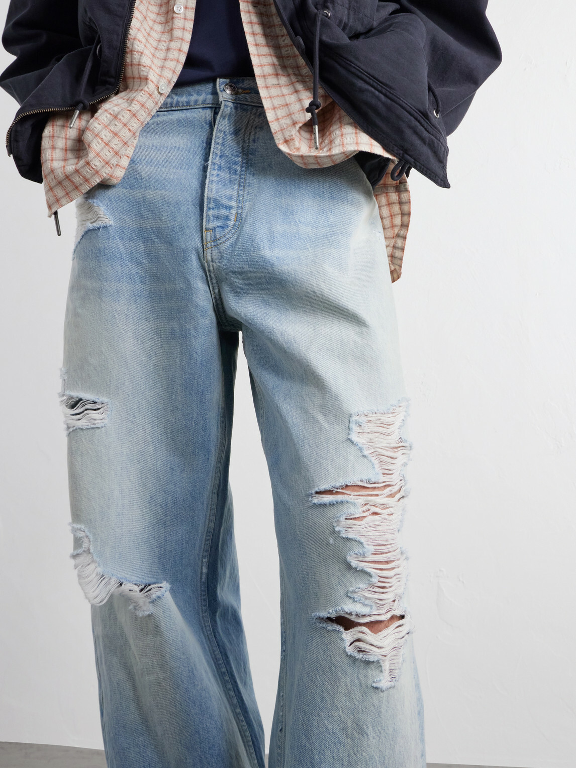 NAHMIAS - Wide-Leg Distressed Jeans - Blue