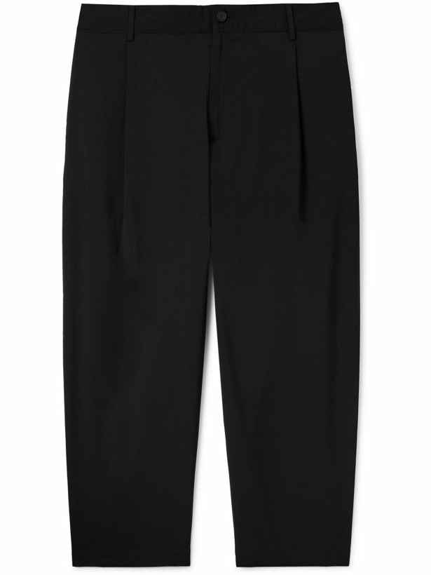 Photo: Maison Kitsuné - Tapered Pleated Wool Trousers - Black