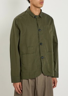 Oliver Spencer Worker Patch Pocket Cotton Shirt Green