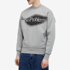 NoProblemo Men's Zip Graphic Crew Sweat in Grey Marl