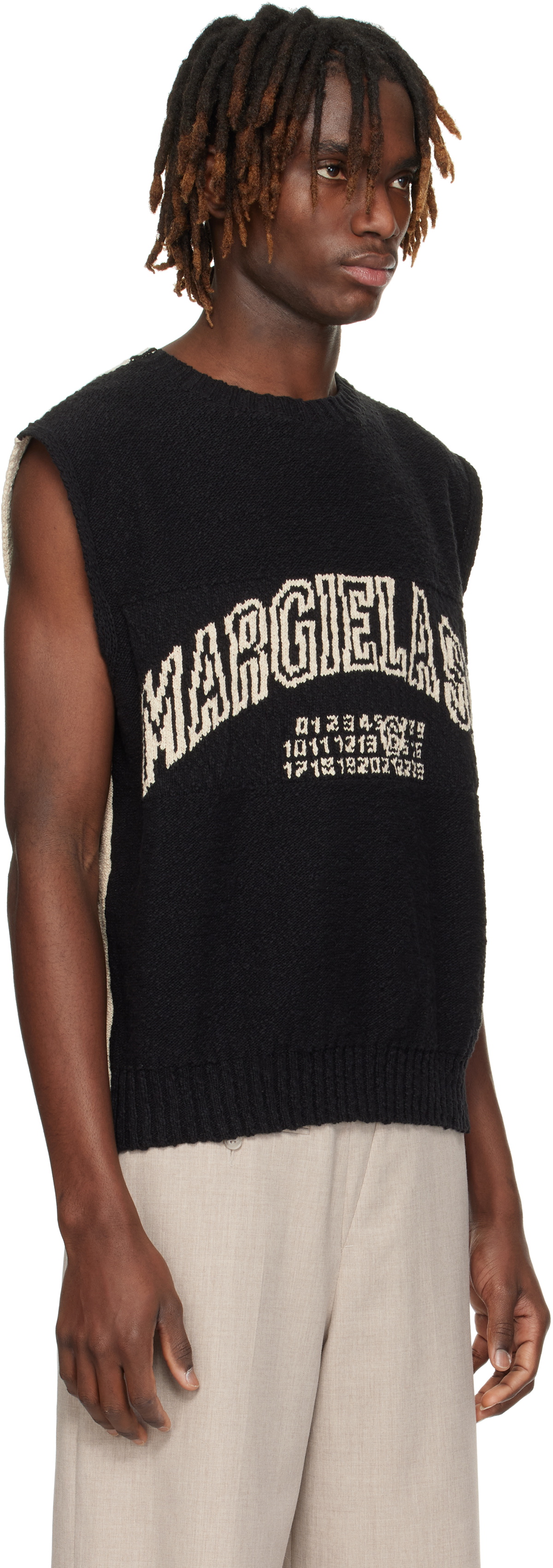 MM6 Maison Margiela Black & Off-White Paneled Vest
