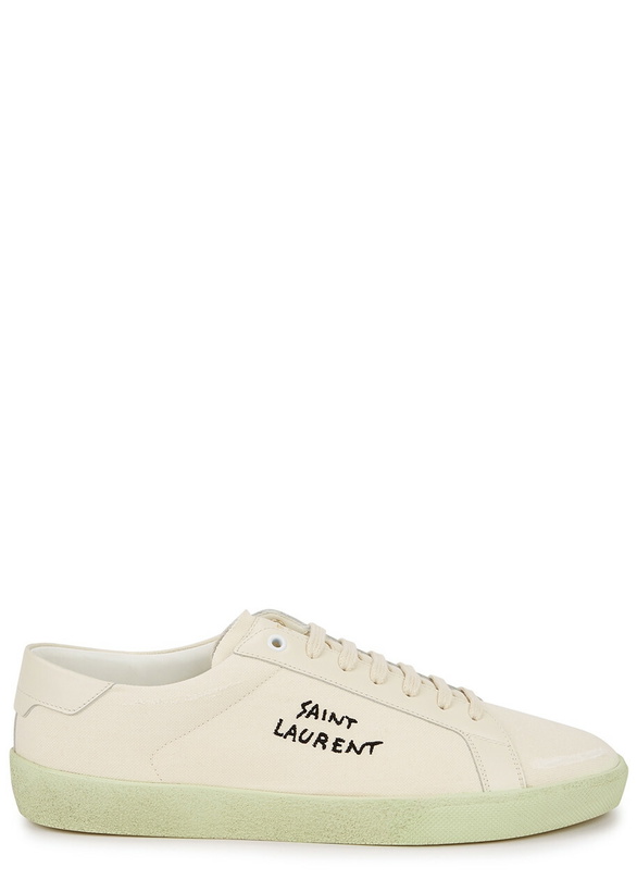 Photo: Saint Laurent Court Off-white Canvas Sneakers, Sneakers, Off-white